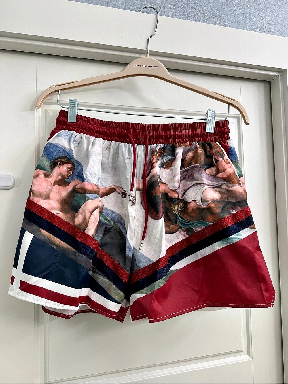 Yllw The Creation of Adam Women’s Red & White Hybrid Shorts Size Large